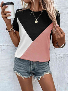 Trendy Color Block Blouse Shirts & Tops Krazy Heart Designs Boutique Blush Pink S 