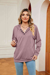 Quarter-Snap Drawstring Pocketed Hoodie (8 Colors) Shirts & Tops Krazy Heart Designs Boutique Moonlit Mauve S 