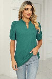 Notched Neck Puff Sleeve T-Shirt (5 Colors)  Krazy Heart Designs Boutique   