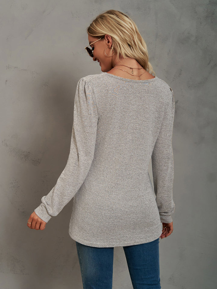 Heathered Square Neck Long Sleeve Top (7 Colors)  Krazy Heart Designs Boutique   