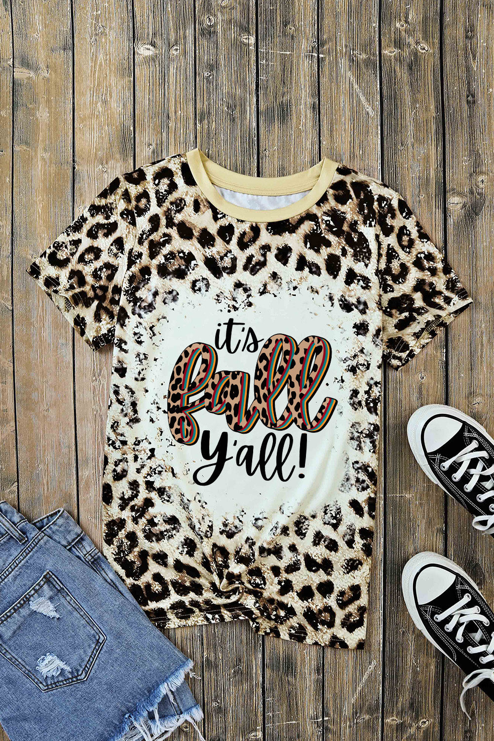 Round Neck Short Sleeve Printed IT'S FALL Y'ALL Graphic Tee  Krazy Heart Designs Boutique   