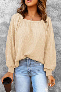 Square Neck Waffle-Knit Top (10 Colors)  Krazy Heart Designs Boutique Ivory S 