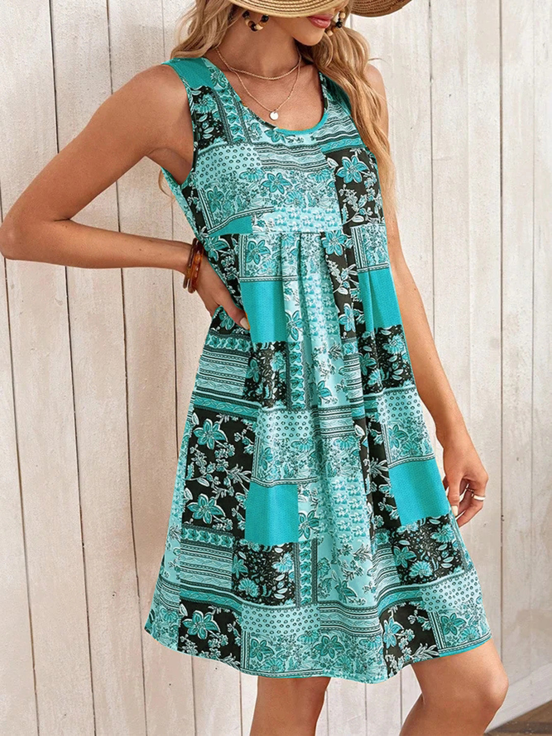 Patchwork Printed Sleeveless Mini Dress (4 Colors)  Krazy Heart Designs Boutique   