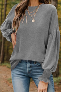 Round Neck Lantern Sleeve Top (5 Colors) Shirts & Tops Krazy Heart Designs Boutique Charcoal S 