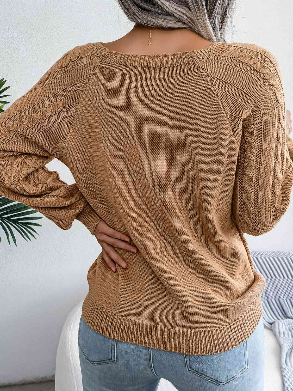 Decorative Button Cable-Knit Sweater (5 Colors) Shirts & Tops Krazy Heart Designs Boutique   