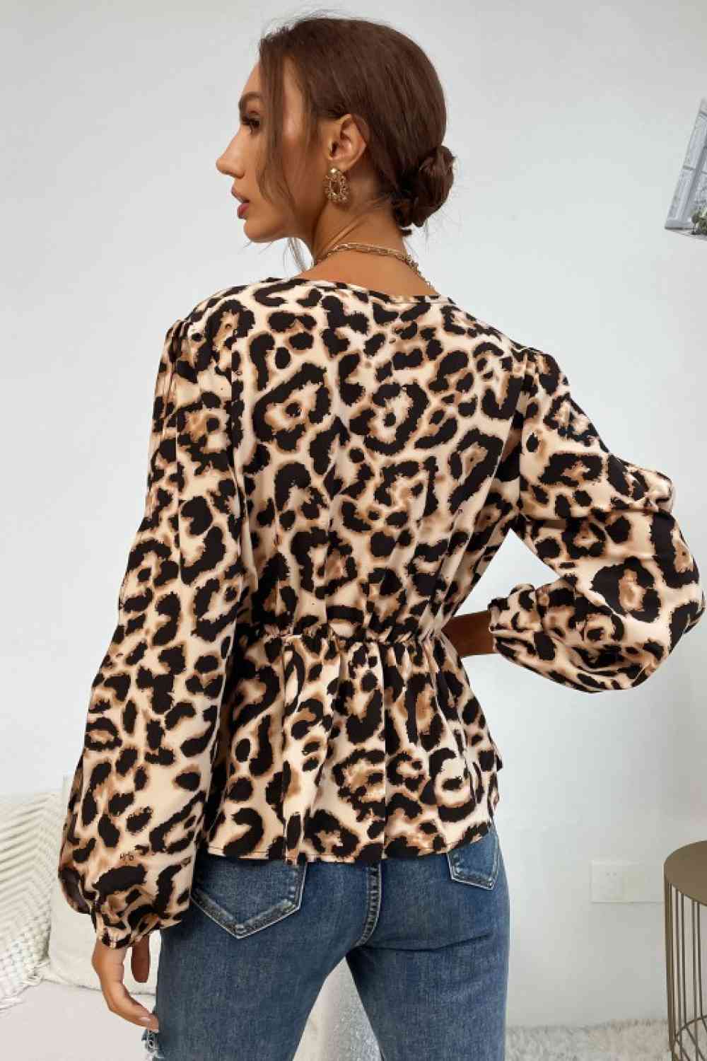 Leopard Puff Sleeve Blouse  Krazy Heart Designs Boutique   