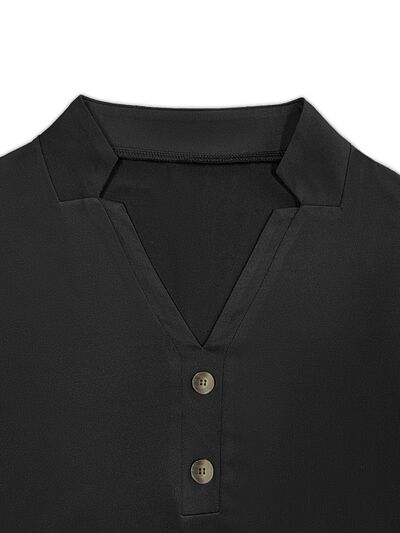 Decorative Button Notched Long Sleeve T-Shirt Shirts & Tops Krazy Heart Designs Boutique   