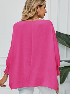 Smocked Lantern Sleeve Round Neck Blouse (5 Colors) Shirts & Tops Krazy Heart Designs Boutique   