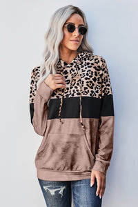 Leopard Color Block Hoodie (5 Colors)  Krazy Heart Designs Boutique Brown S 