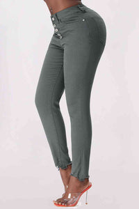 Baeful Button Fly Hem Detail Skinny Jeans  Krazy Heart Designs Boutique   