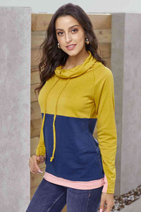 Color Block Raglan Sleeve Drawstring Sweatshirt (5Colors)  Krazy Heart Designs Boutique   