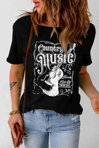 COUNTRY MUSIC Graphic Short Sleeve Tee Shirt Shirts & Tops Krazy Heart Designs Boutique Black S 