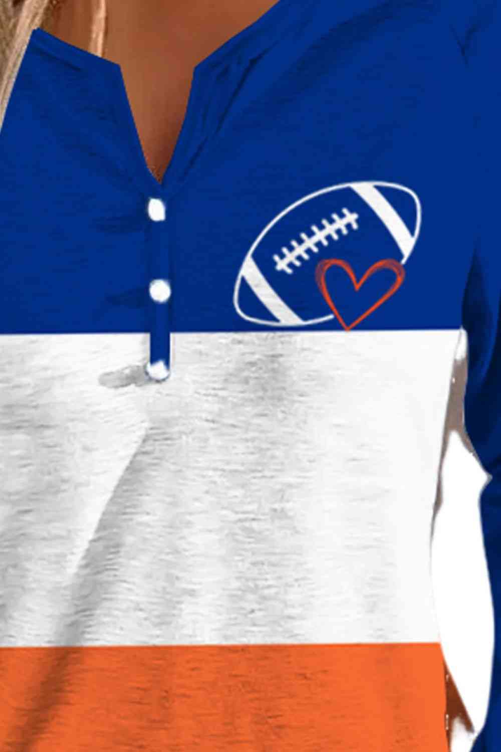 Football Graphic Notched Neck Top Shirts & Tops Krazy Heart Designs Boutique   