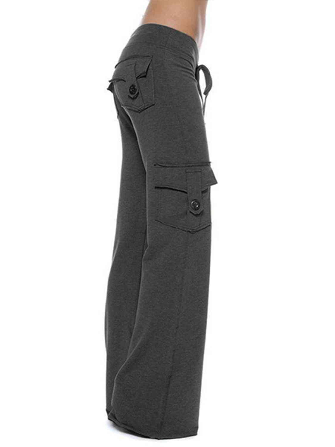 Mid Waist Pants with Pockets  Krazy Heart Designs Boutique Charcoal XS 