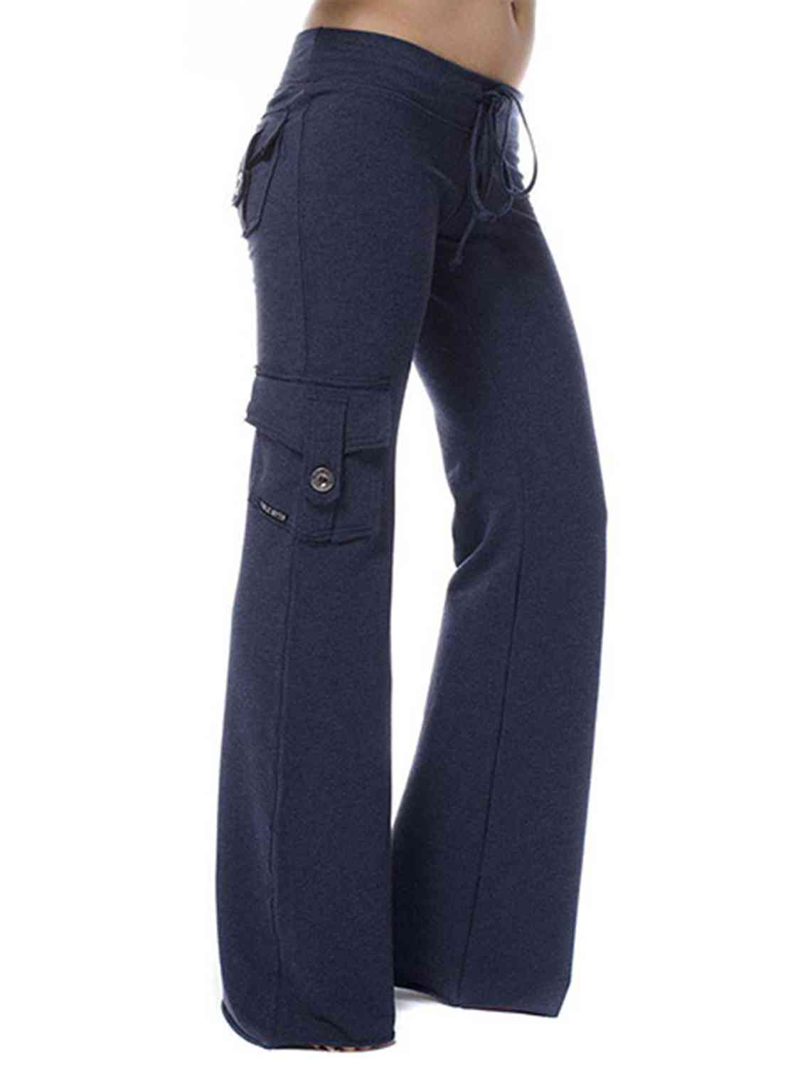 Mid Waist Pants with Pockets  Krazy Heart Designs Boutique Dark Navy XS 