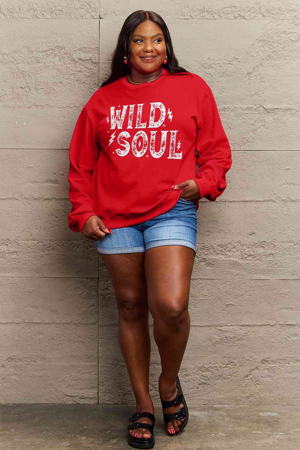 Simply Love Full Size WILD SOUL Graphic Sweatshirt (5 Colors)  Krazy Heart Designs Boutique   