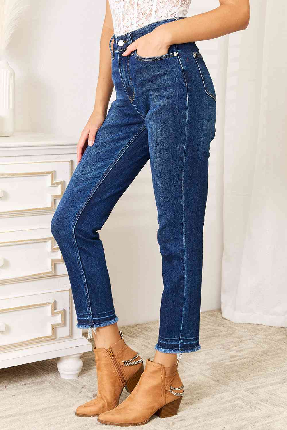 Judy Blue Full Size High Waist Released Hem Slit Jeans  Krazy Heart Designs Boutique   