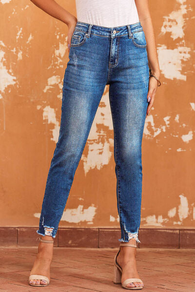 Raw Hem Skinny Jeans with Pockets pants Krazy Heart Designs Boutique Medium 4 