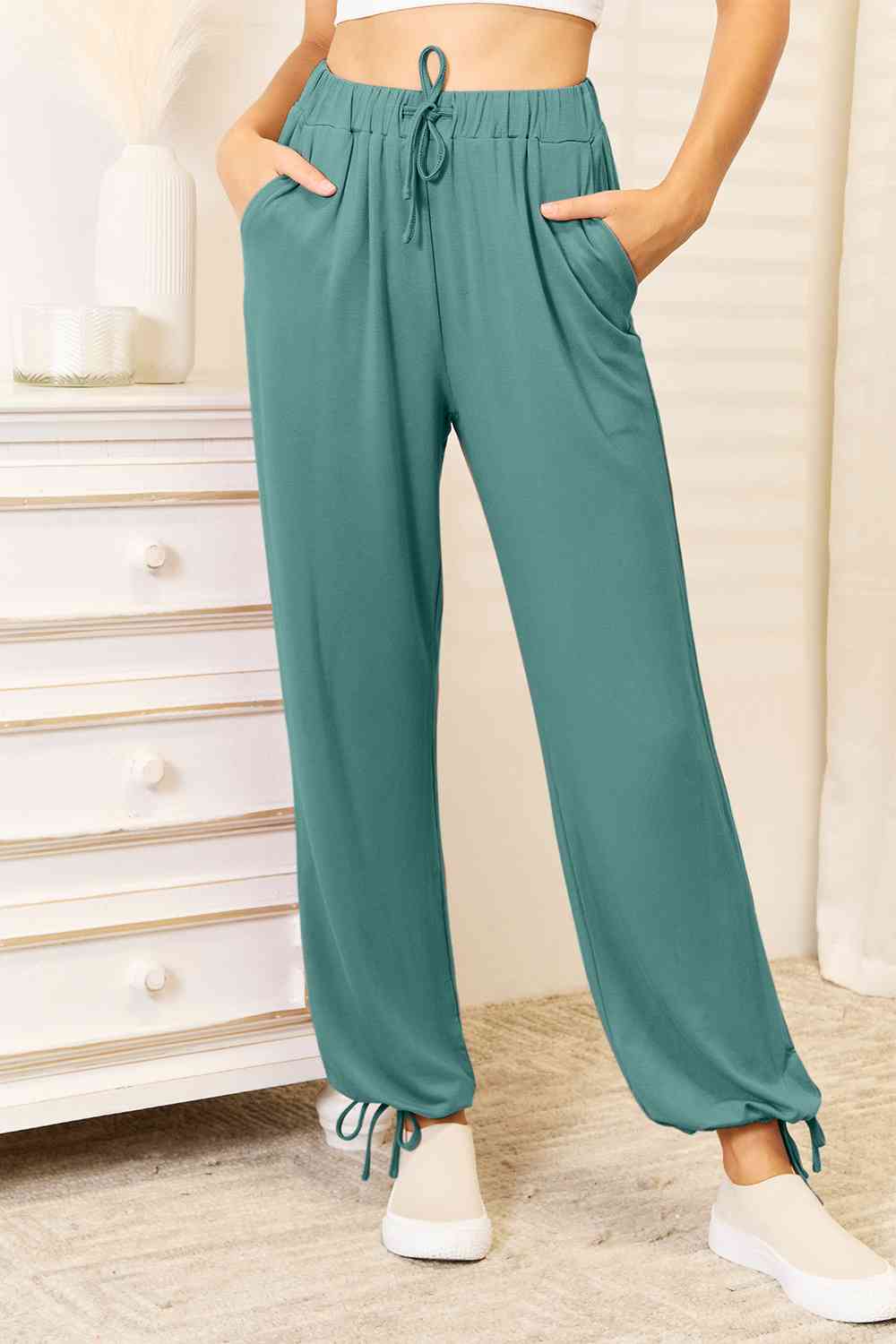 Basic Bae Full Size Soft Rayon Drawstring Pants with Pockets (3 Colors) pant Krazy Heart Designs Boutique Teal S 
