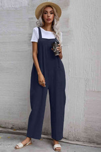 Wide Leg Overalls with Front Pockets (2 Colors)  Krazy Heart Designs Boutique Navy S 