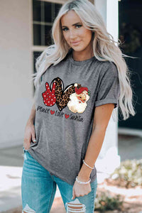 PEACE LOVE SANTA Graphic T-Shirt  Krazy Heart Designs Boutique Charcoal S 