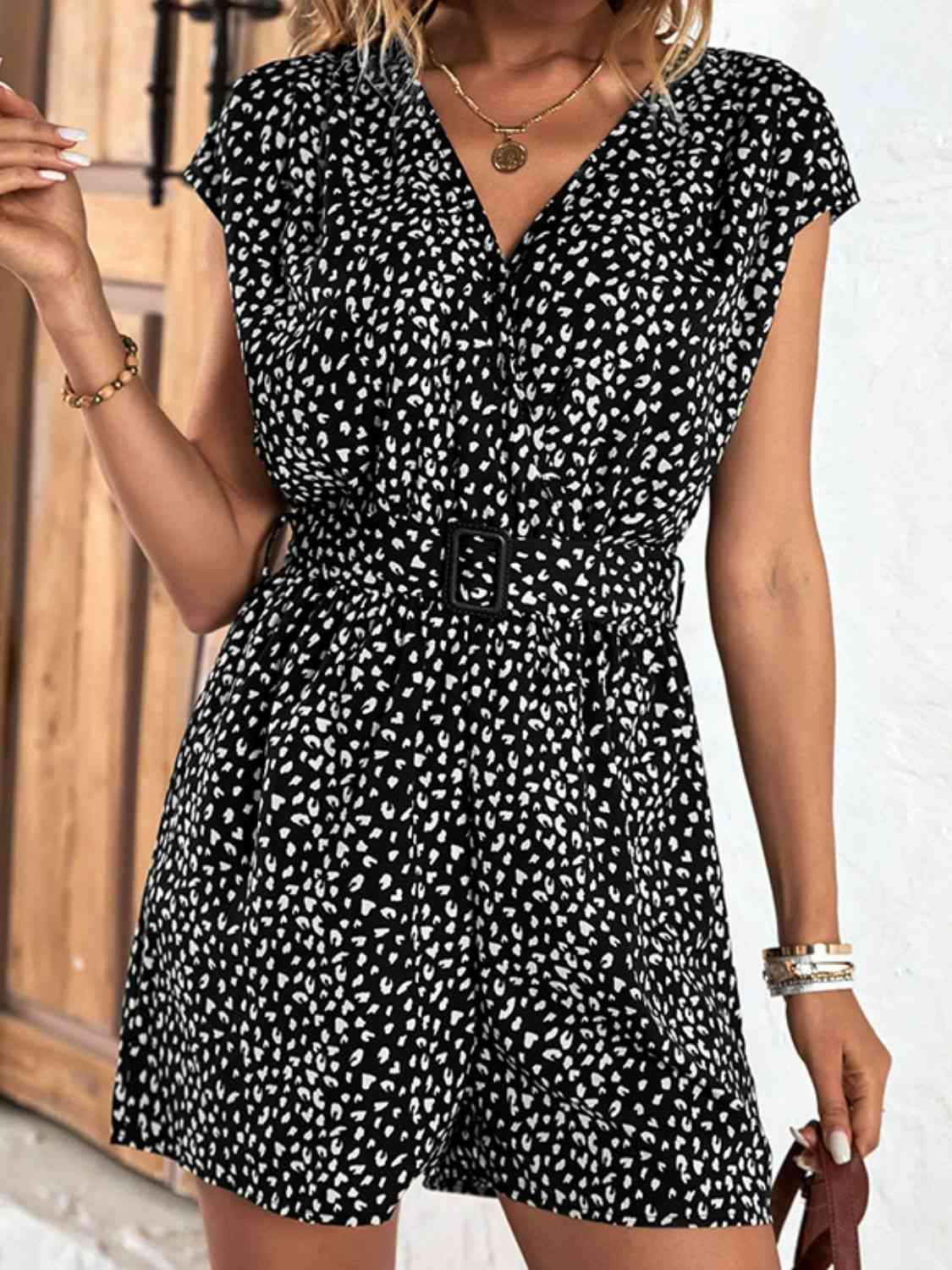 Animal Print Belted Romper  Krazy Heart Designs Boutique   