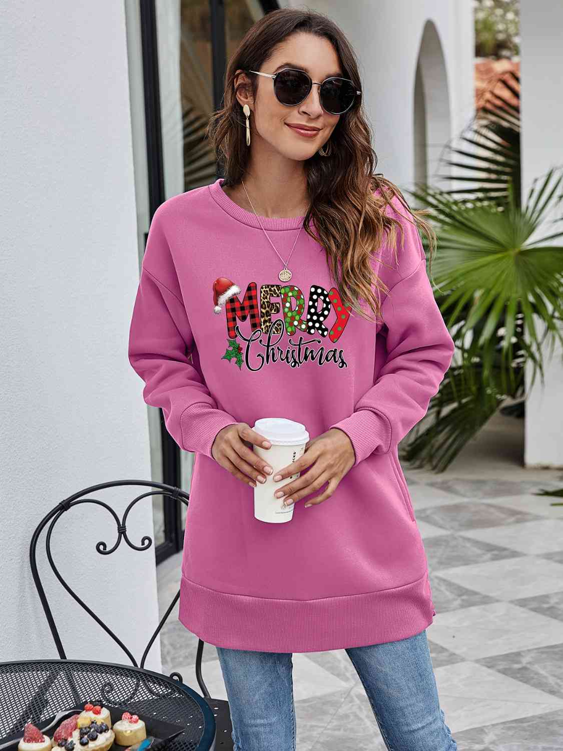 MERRY CHRISTMAS Graphic Sweatshirt (6 Colors)  Krazy Heart Designs Boutique Moonlit Mauve S 