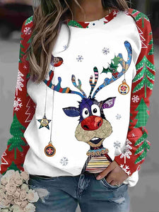 Plus Size Christmas Theme Raglan Sleeve T-Shirt  Krazy Heart Designs Boutique White 1XL 
