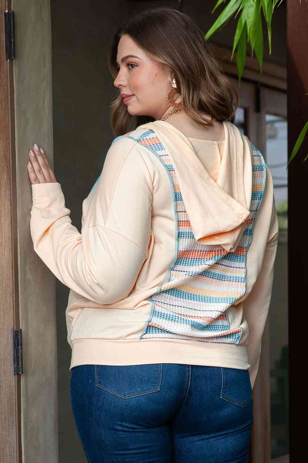 Plus Size Patchwork Hoodie with Front Pocket Shirts & Tops Krazy Heart Designs Boutique   