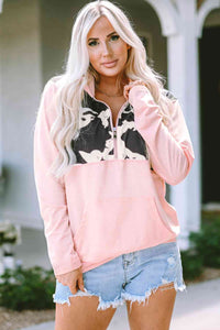 Half-Zip Long Sleeve Hoodie  Krazy Heart Designs Boutique Blush Pink S 