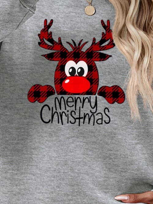 MERRY CHRISTMAS With Reindeer Sweatshirt (9 Colors)  Krazy Heart Designs Boutique   