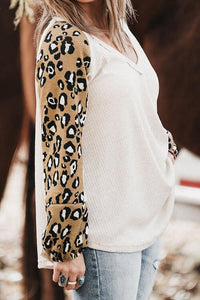 Plus Size Leopard Print V-Neck Raglan Sleeve Blouse Shirts & Tops Krazy Heart Designs Boutique   