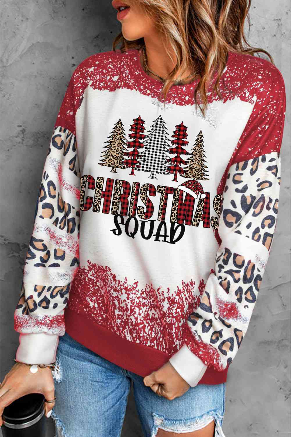 Christmas Tree Squad Graphic Sweatshirt  Krazy Heart Designs Boutique Brick Red S 