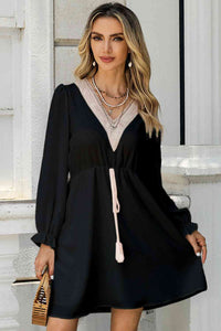 Contrast Color Flounce Sleeve Dress (2 Colors)  Krazy Heart Designs Boutique Black M 