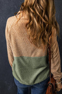 Contrast Color Half Zip Long Sleeve Sweatshirt Shirts & Tops Krazy Heart Designs Boutique   