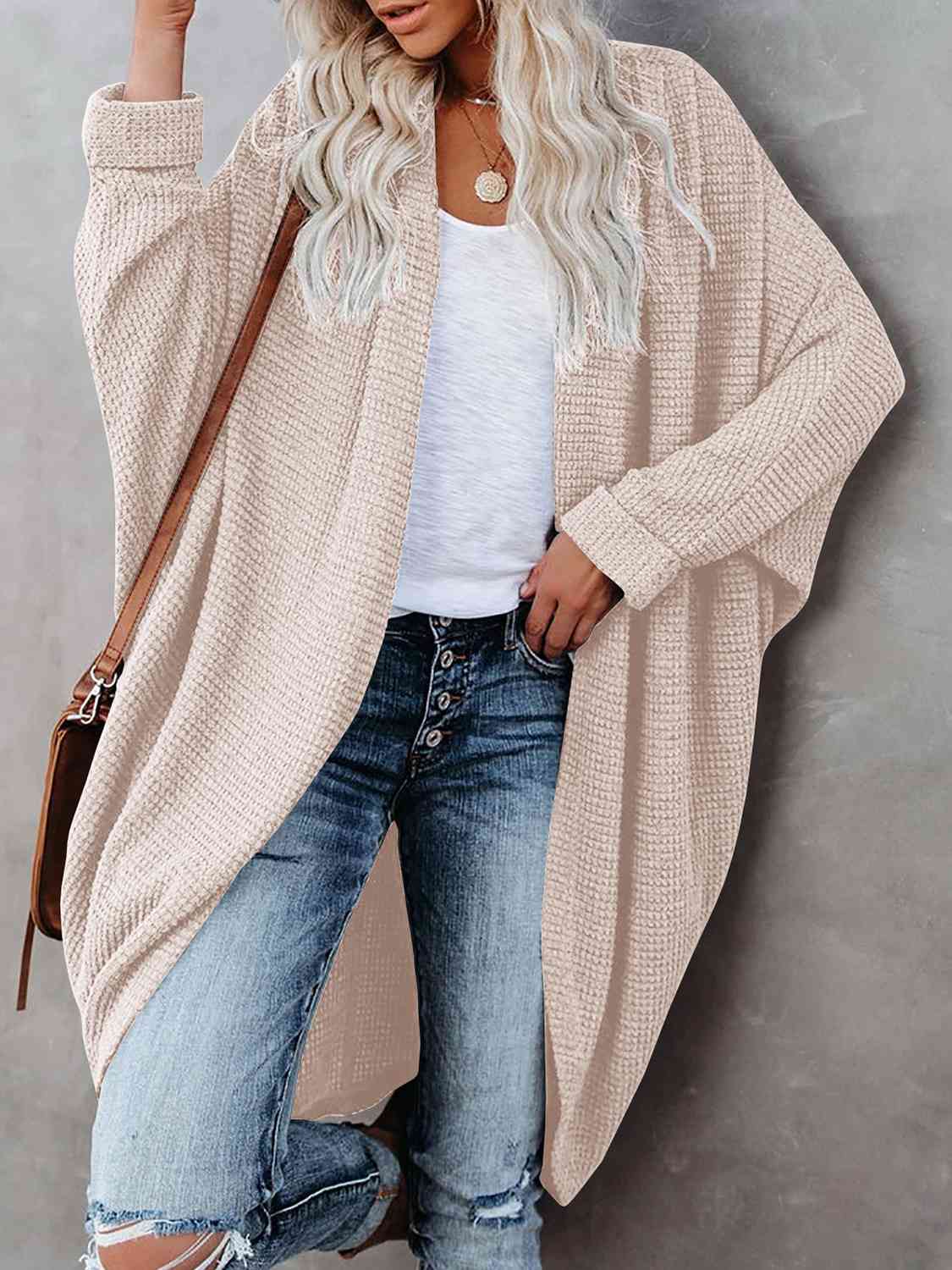 Open Front Long Sleeve Cardigan (9 Colors)  Krazy Heart Designs Boutique Cream S 