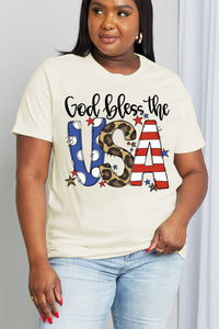 Simply Love Full Size GOD BLESS THE USA Graphic Cotton Tee (2 Colors)  Krazy Heart Designs Boutique Ivory S 