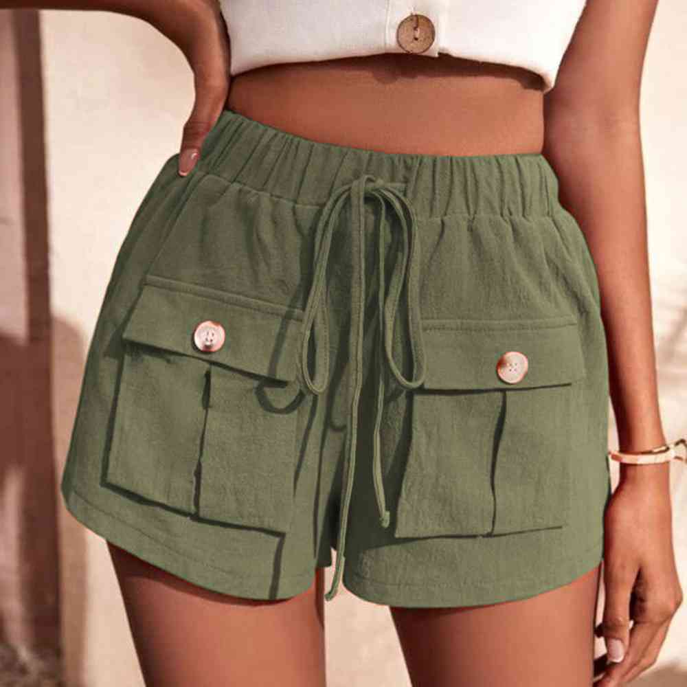 Tie Waist Cargo Shorts (3 Colors) shorts Krazy Heart Designs Boutique Moss S 