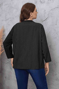 Plus Size Striped Notched Neck Top (2 Colors) Shirts & Tops Krazy Heart Designs Boutique   