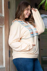 Plus Size Patchwork Hoodie with Front Pocket Shirts & Tops Krazy Heart Designs Boutique   