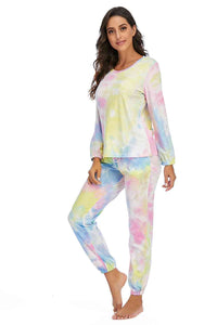 Tie-Dye Top and Drawstring Pants Lounge Set (3 Colors) Loungewear Krazy Heart Designs Boutique   