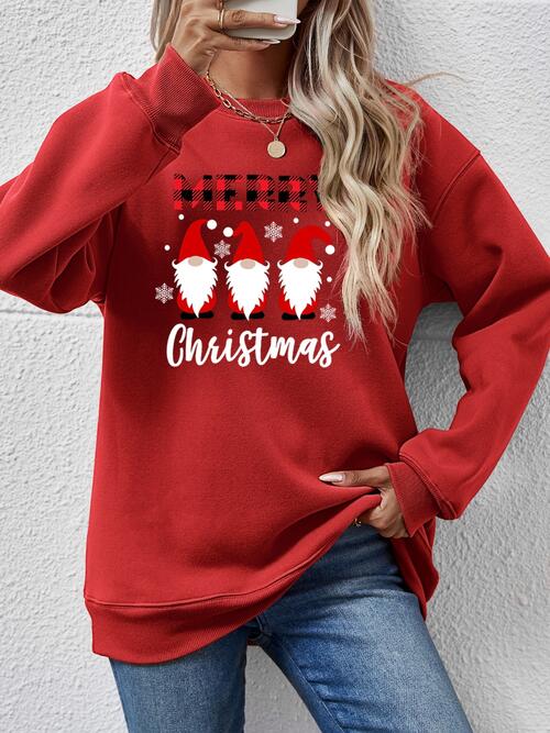 MERRY CHRISTMAS Long Sleeve Sweatshirt (9 Colors) Shirts & Tops Krazy Heart Designs Boutique Deep Red S 