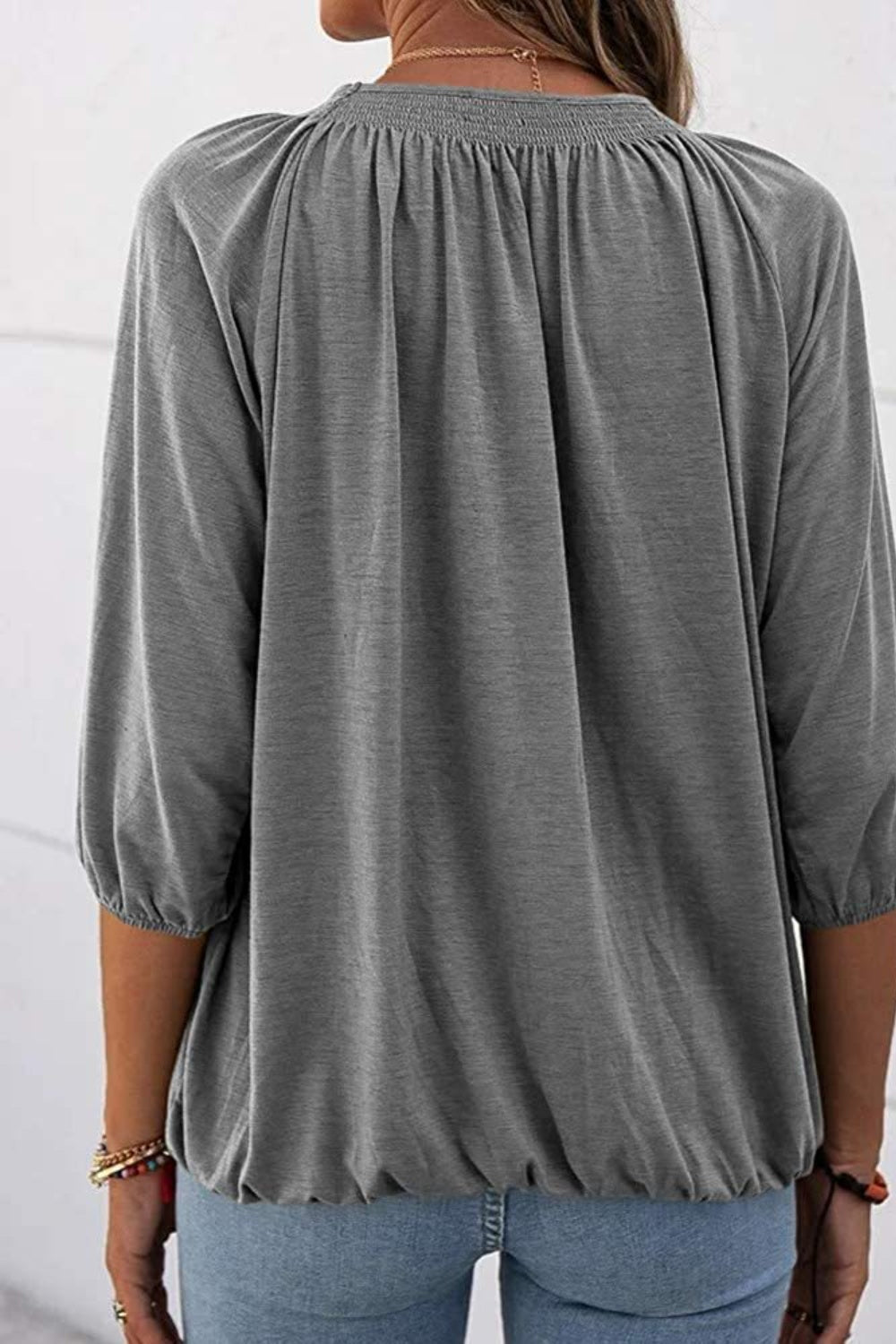 Gathered Detail Round Neck Top (8 Colors)  Krazy Heart Designs Boutique   