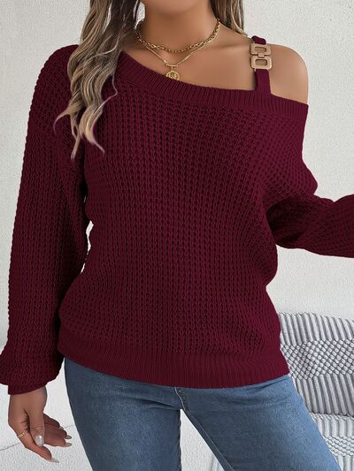 Asymmetrical Neck Long Sleeve Sweater (5 Colors) Shirts & Tops Krazy Heart Designs Boutique   