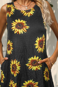 Printed Round Neck Sleeveless Dress with Pockets (8 Color Styles)  Krazy Heart Designs Boutique   
