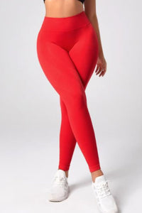 High Waistband Long Active Pants  Krazy Heart Designs Boutique Red S 
