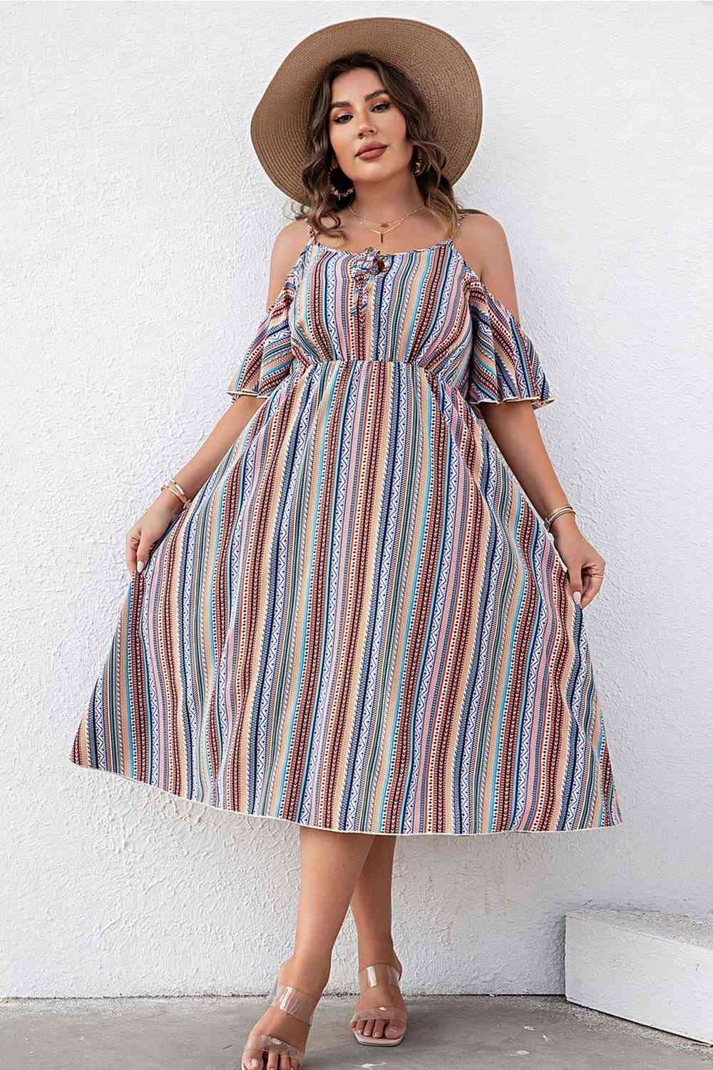 Plus Size Striped Cold-Shoulder Dress  Krazy Heart Designs Boutique   