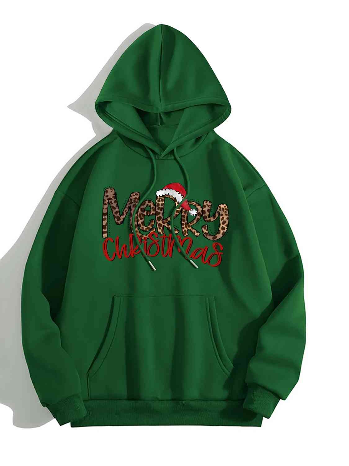 MERRY CHRISTMAS Graphic Drawstring Hoodie (4 Colors)  Krazy Heart Designs Boutique Green S 