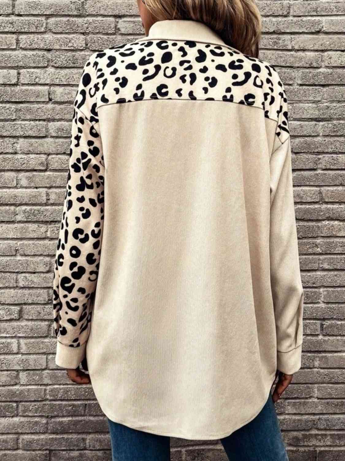 Full Size Leopard Collared Shirt Shirts & Tops Krazy Heart Designs Boutique   