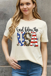 Simply Love Full Size GOD BLESS THE USA Graphic Cotton Tee (2 Colors)  Krazy Heart Designs Boutique   